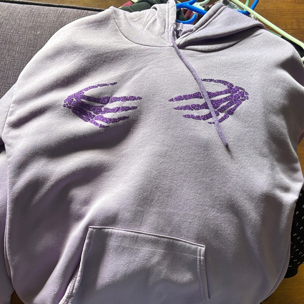 SHEIN Purple Skeleton Hands Hoodie
